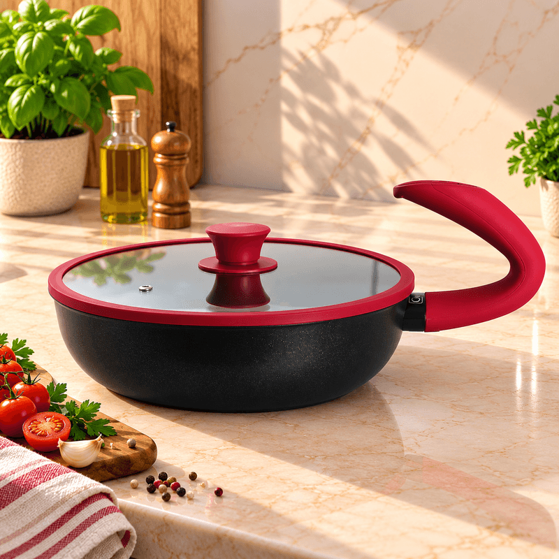 Sauteuse 24cm + Couvercle Silicone G-Zero COOK'ART PRIVILEGE- Rouge