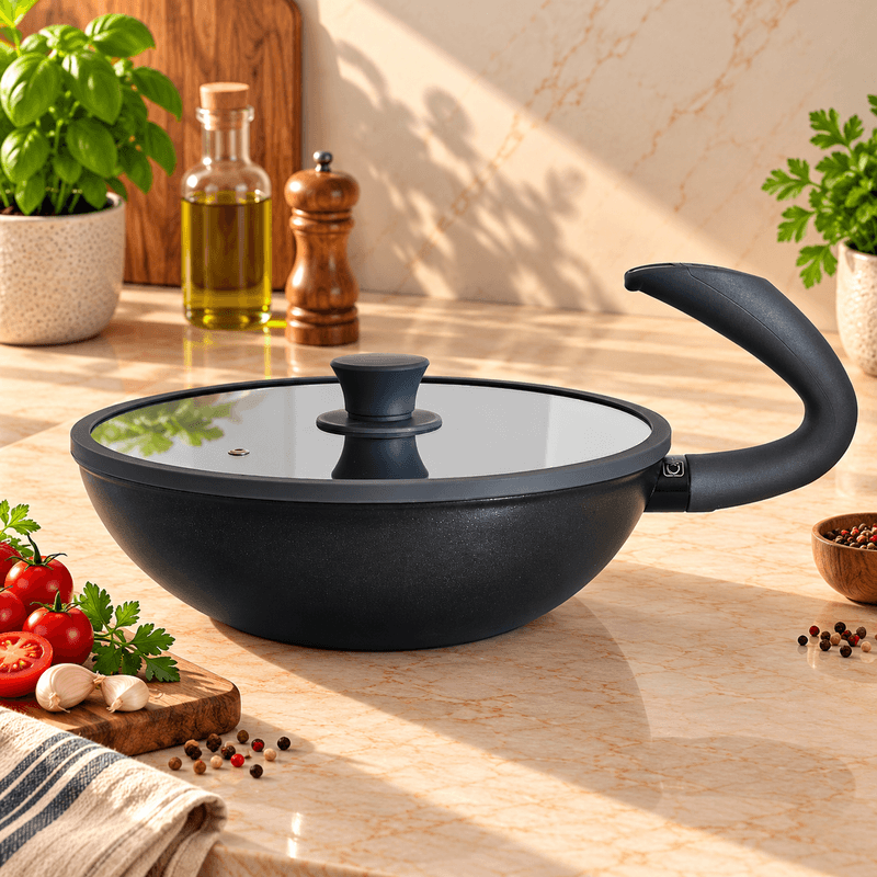 WOK 28cm + Couvercle Silicone G-Zero COOK'ART PRIVILEGE- Gris