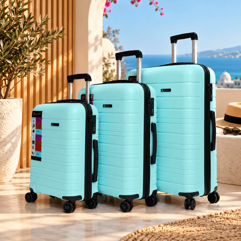 STARBAG - Série de 3 valises en polypropylène incassable BLEU CIEL NOIR