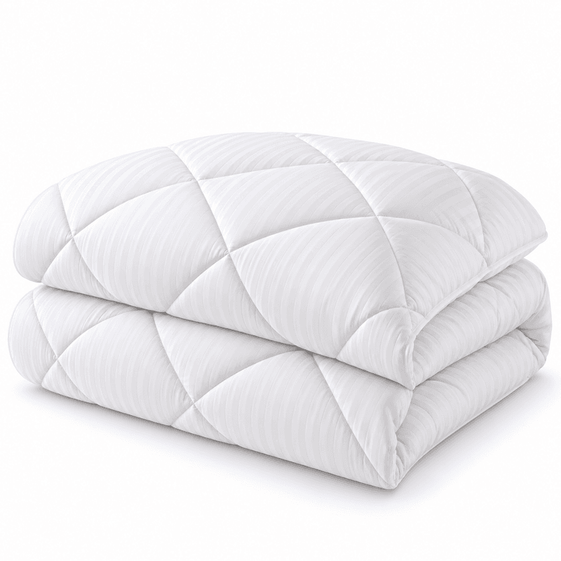 ROYAL DRAPS - Couette en Microfibre 230 × 240 cm Motif Rayures - Blanc 2