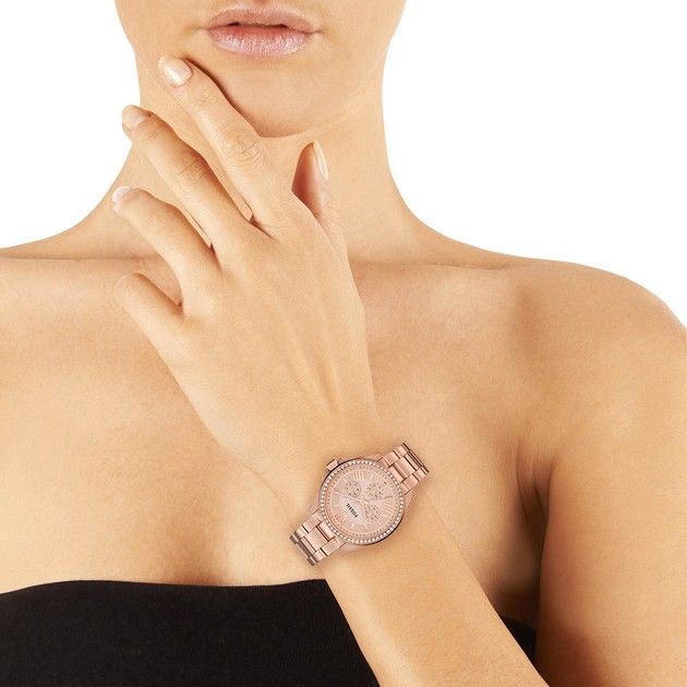 Fossil - Montre Cecile Femme Bracelet Acier Doré Rose Cadran Rose 2