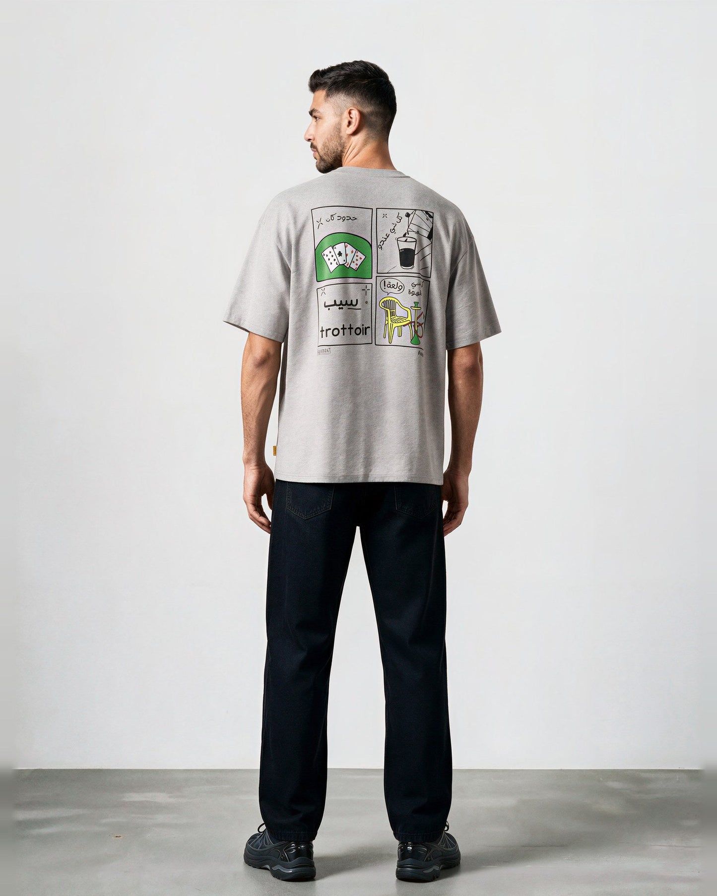 Kontakt - T-shirt oversized unisexe adulte manches courtes سيب TROTTOIR - Gris 2