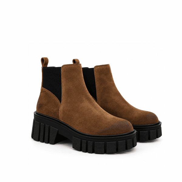 Seaside - Bottine Daim Cuir Élastique Monobloc H26-T840 - Camel 2