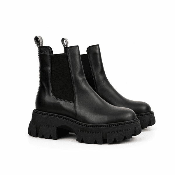 Seaside - Bottine Noir Cuir Avec Bande Serpent H26-T901 - Noir 3