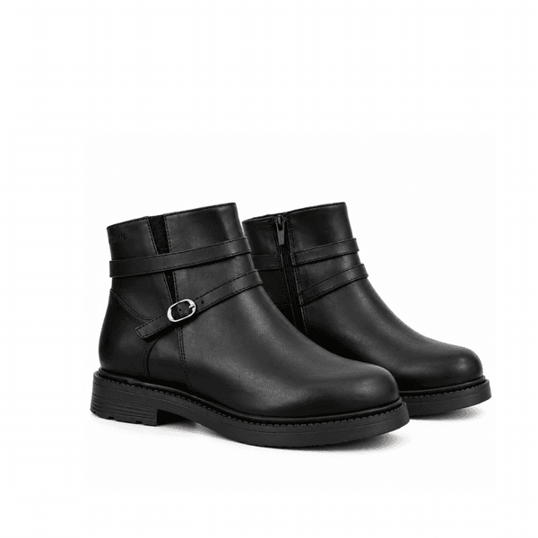 Seaside - Bottine Plate en Cuir avec Petit Élastique H26-P104 - Noir 2