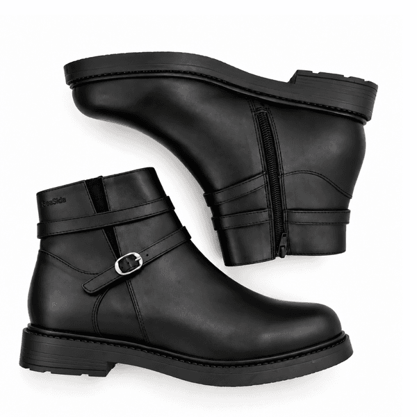 Seaside - Bottine Plate en Cuir avec Petit Élastique H26-P104 - Noir 3
