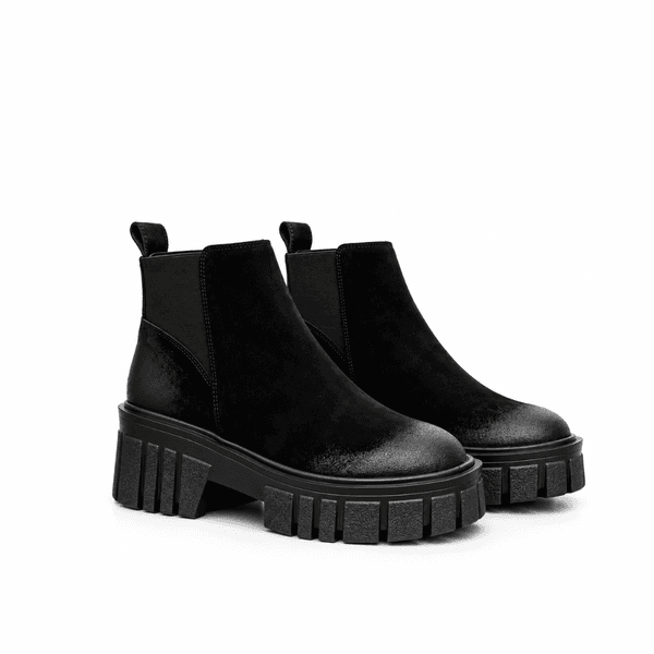 Seaside - Bottine Daim Cuir Élastique Monobloc H26-T840 - Noir 2