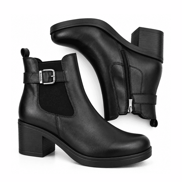 Seaside - Bottine Cuir Avec Boucle Décorative Demi Talon H26-9030 - Noir 3