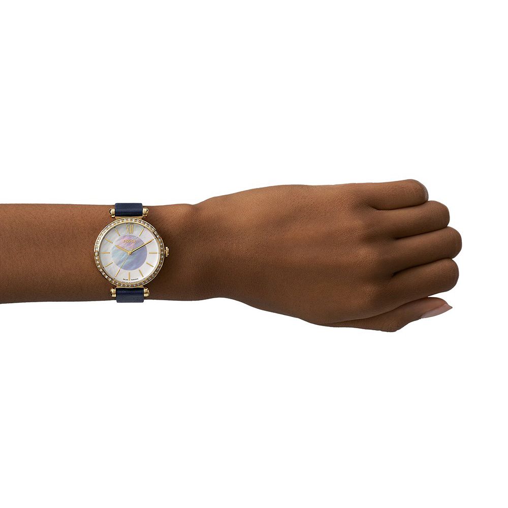 Fossil - Montre Femme Tillie Analogique En Cuir Bleu BQ3821 4