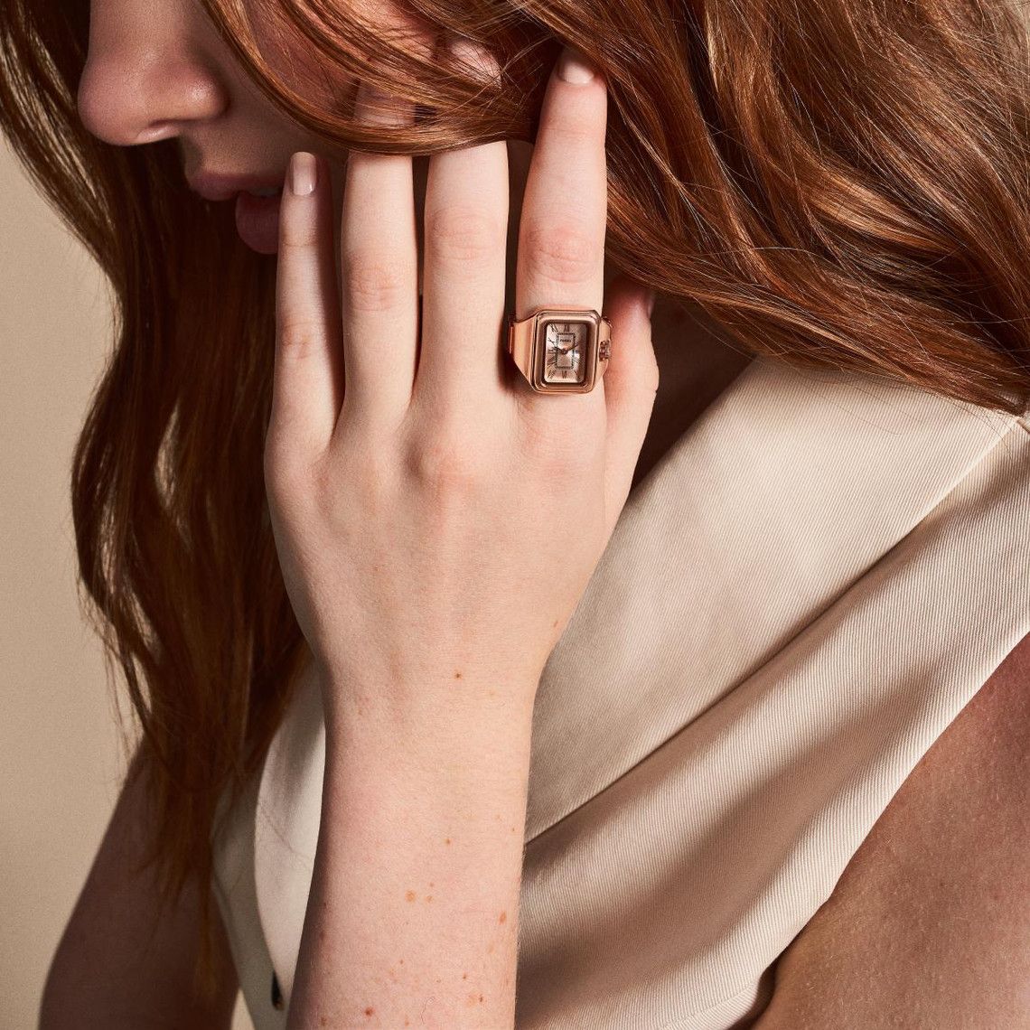 Fossil - Montre Bague Raquel Femme Anneau Acier Doré Rose Cadran Rose 2