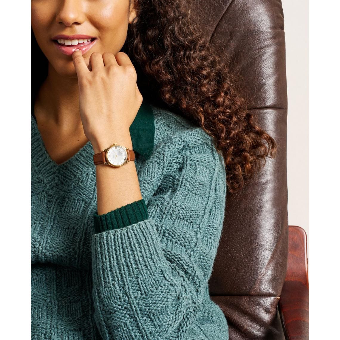 Fossil - Montre Gilmore Femme Bracelet Cuir Marron Clair Cadran Blanc 2