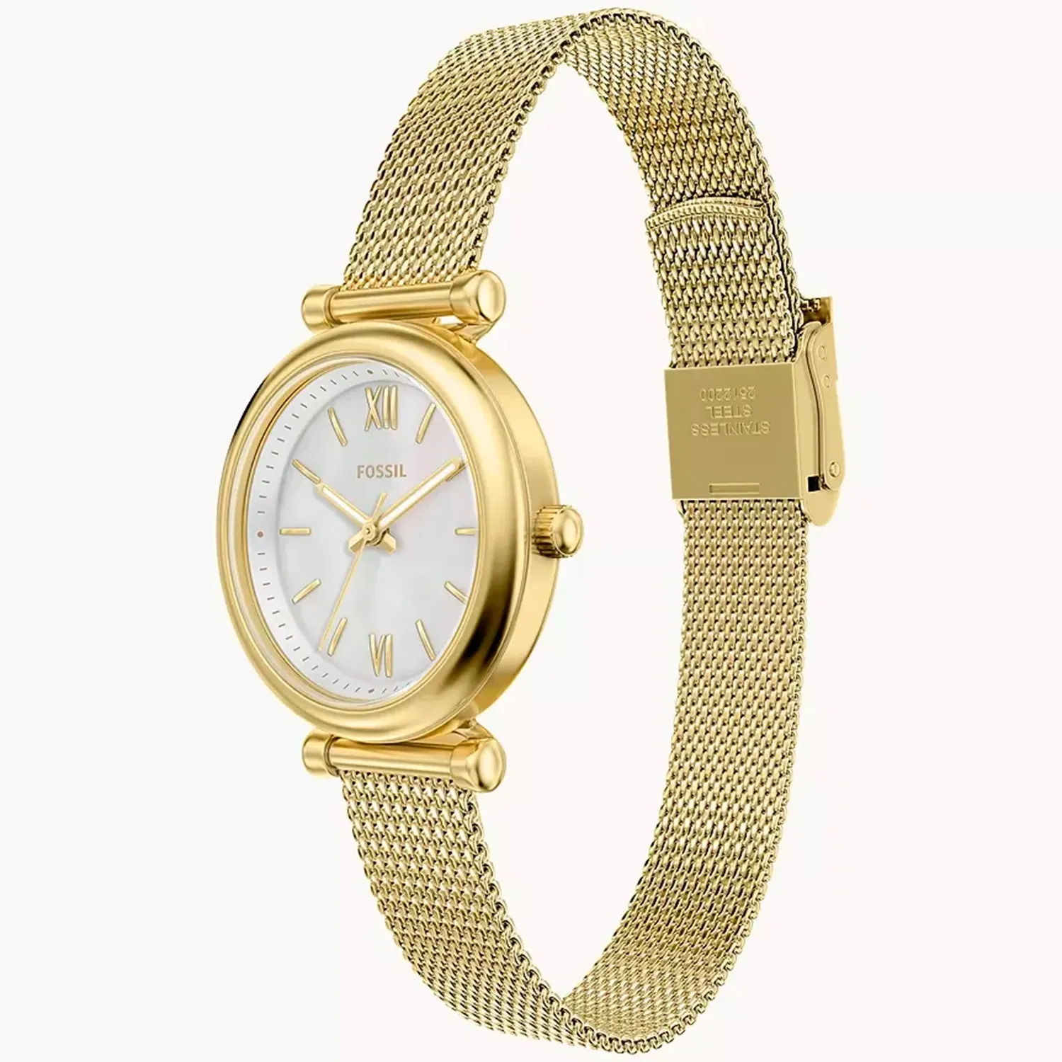 Fossil - Montre Carlie Mini Femme Bracelet Acier Doré Cadran Doré 3