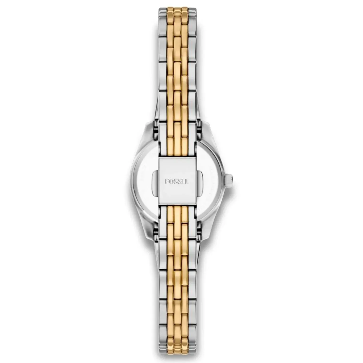 Fossil - Montre Scarlette Mini Femme Bracelet Acier Bicolore Argenté Et Doré Cadran Blanc 3