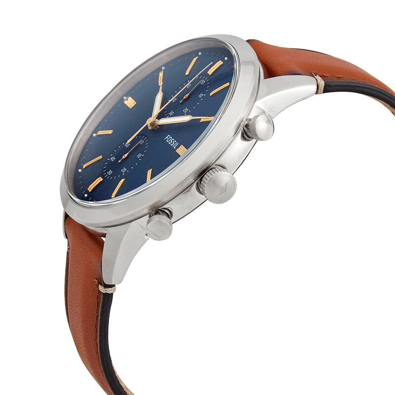 Fossil - Montre Homme Townsman En Cuir Marron Cadron Bleu FS5279 3