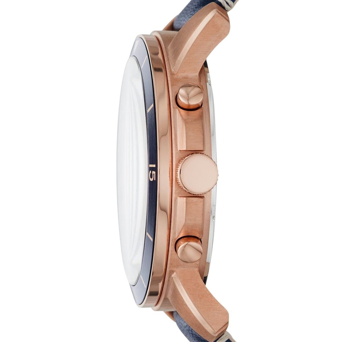 Fossil - Montre Grant Chronographe Homme Bracelet Cuir Bleu Cadran Bleu FS5237 2