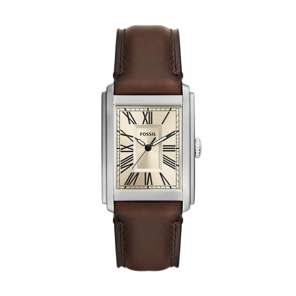 Fossil - Montre Carraway Homme Bracelet Cuir Marron Cadran Crème