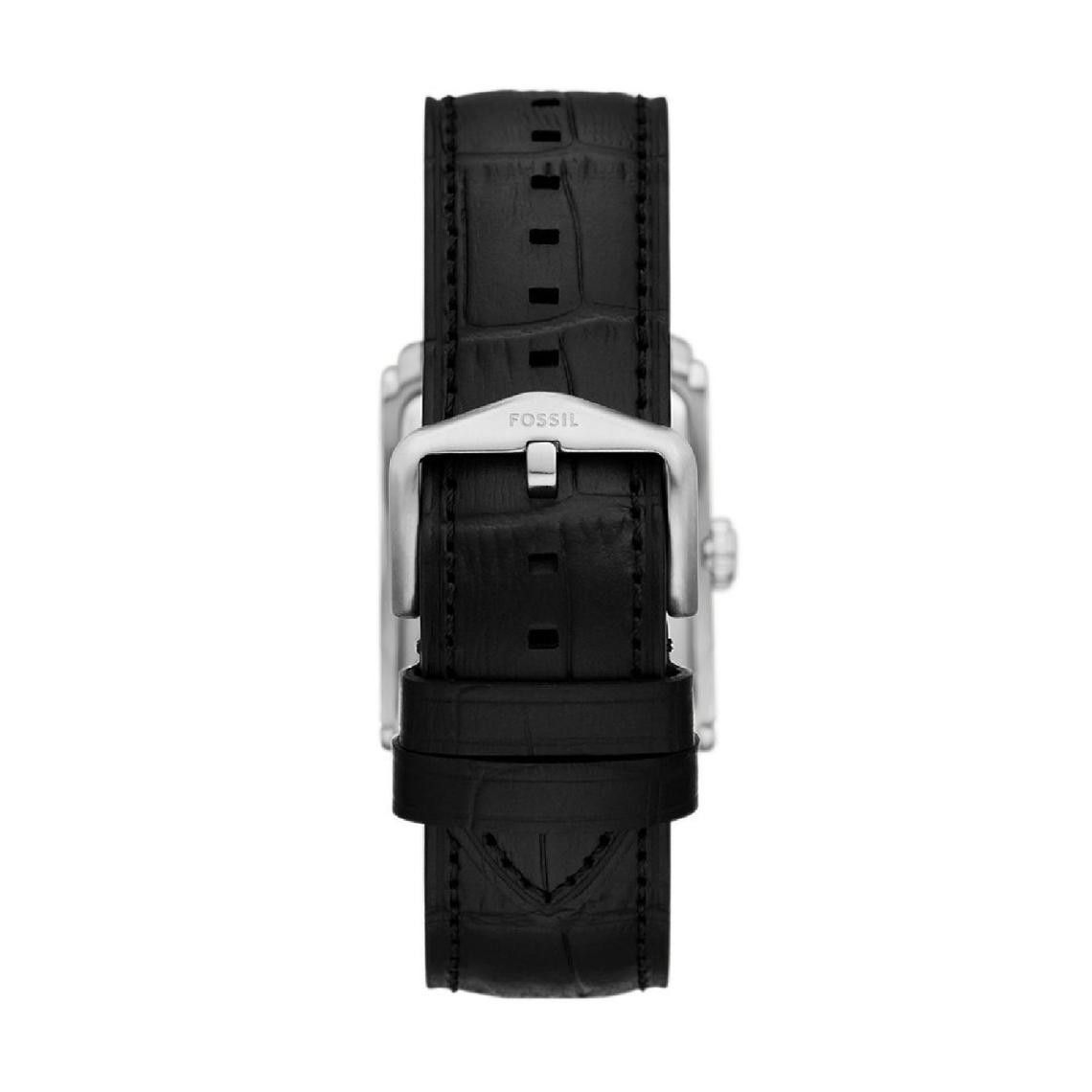 Fossil - Montre Carraway Homme Bracelet Cuir Noir Cadran Blanc 3