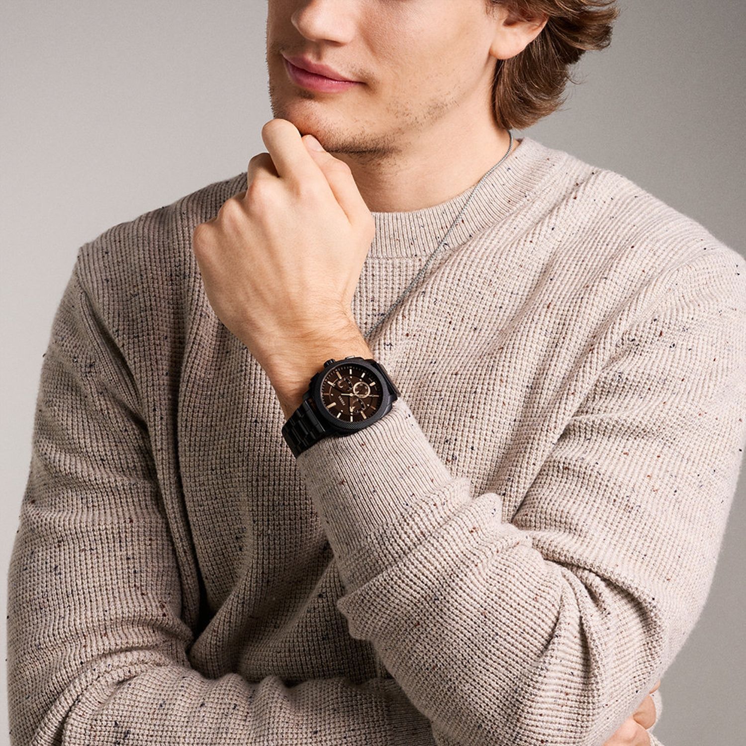 Fossil - Montre Machine Chronographe Homme Bracelet Acier Noir Cadran Noir 2