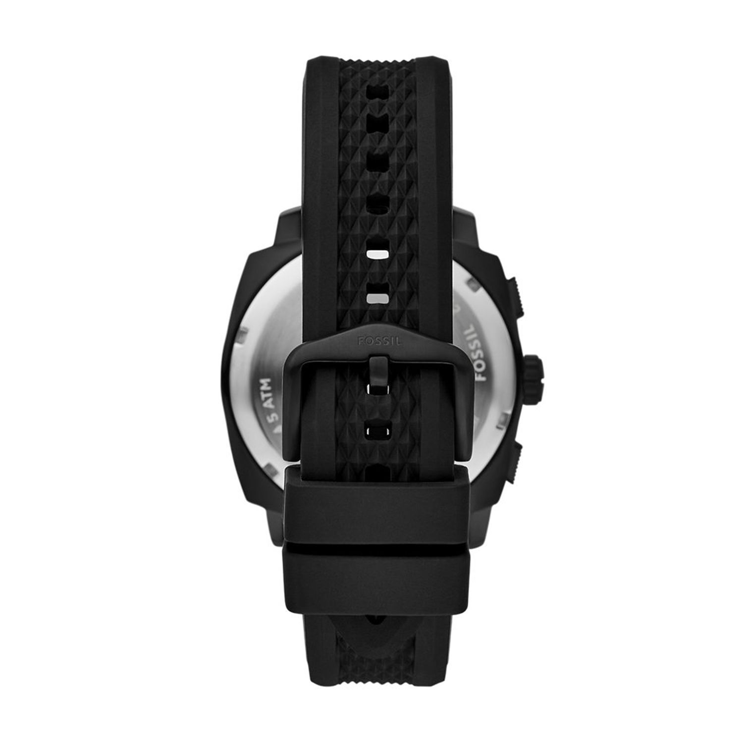Fossil - Montre Machine Chronographe Homme Bracelet Silicone Noir Cadran Noir 3