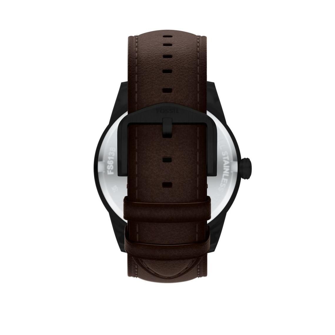 Fossil - Montre Pearson Multifonction Homme Bracelet Cuir Marron Cadran Noir 3