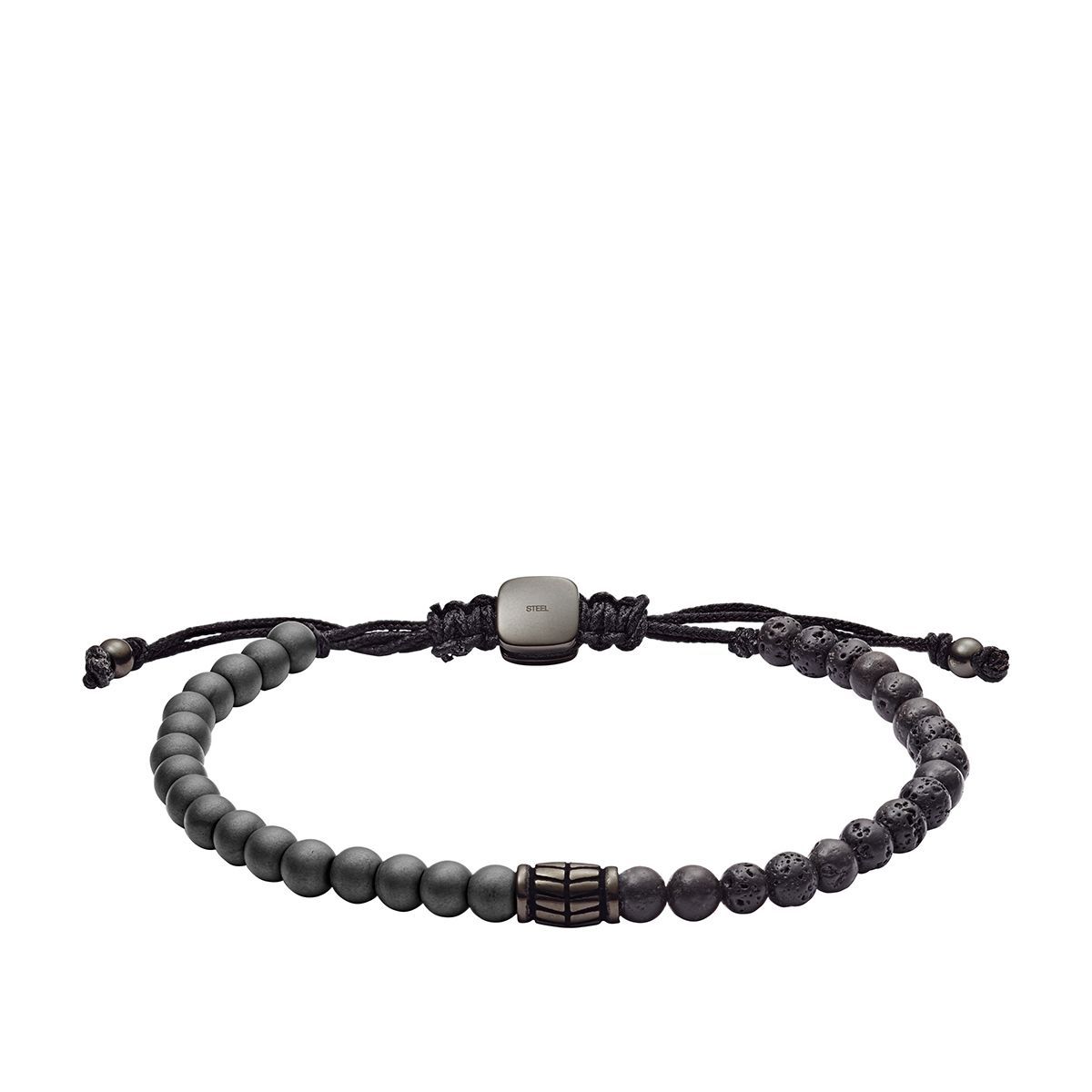 Fossil - Bracelet Coulissant En Perles D'Hématite Et De Lave Homme Noir