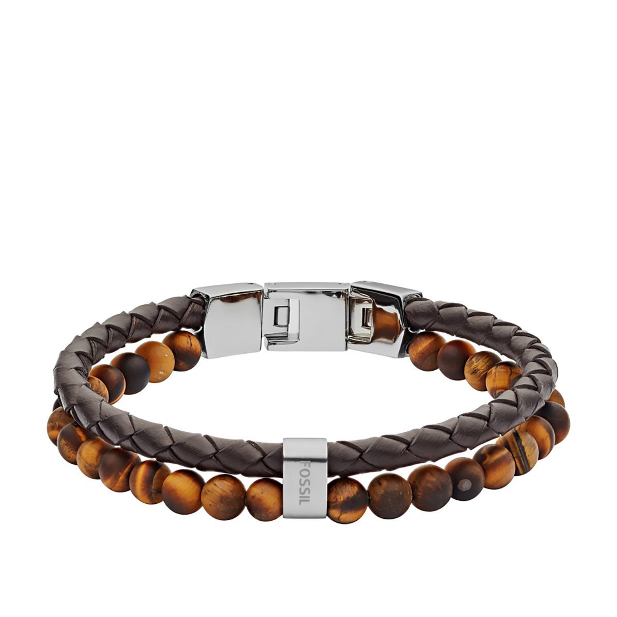 Fossil - Bracelet Double Rang Homme Marron