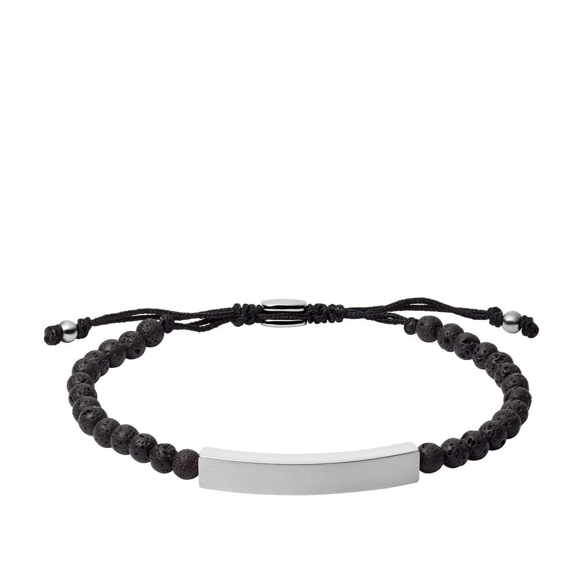 Fossil - Bracelet Coulissant À Plaque Homme Argenté Et Noir