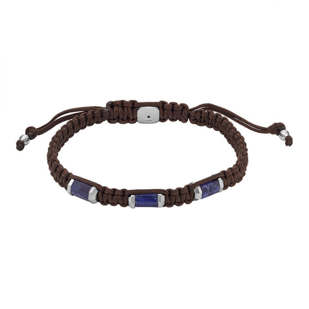 Fossil - Bracelet Coulissant En Perles De Sodalite Homme Bleu Et Marron