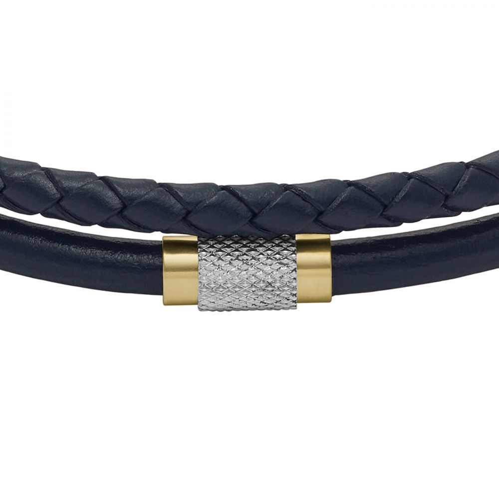Fossil - Bracelet En Cuir Homme Bleu Et Argenté 2