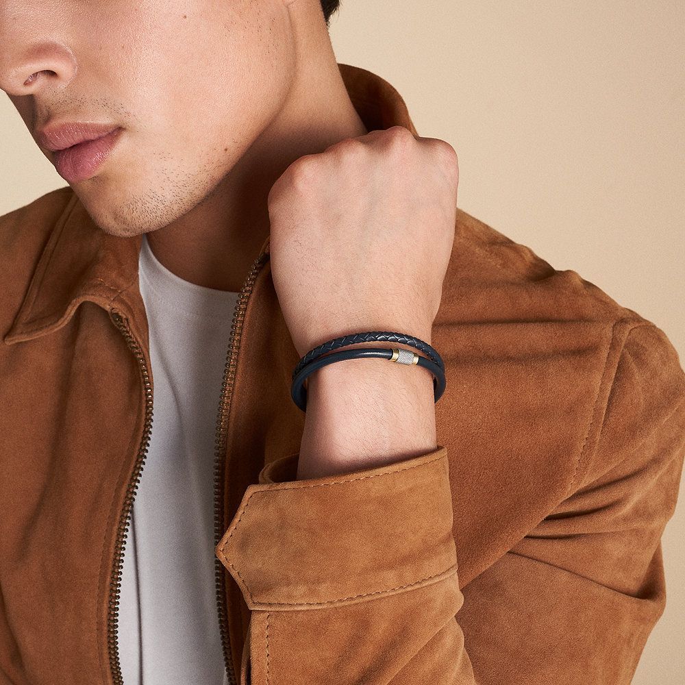 Fossil - Bracelet En Cuir Homme Bleu Et Argenté 3