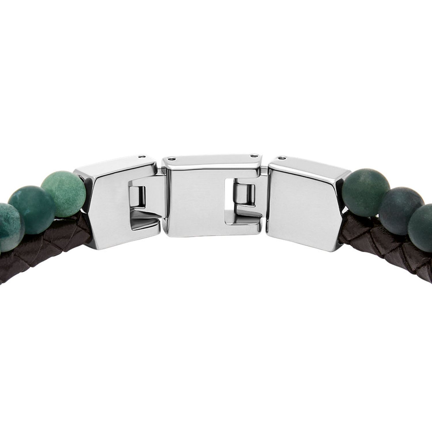 Fossil - Bracelet En Perles Et Cuir Homme Marron Vert Et Argenté 4