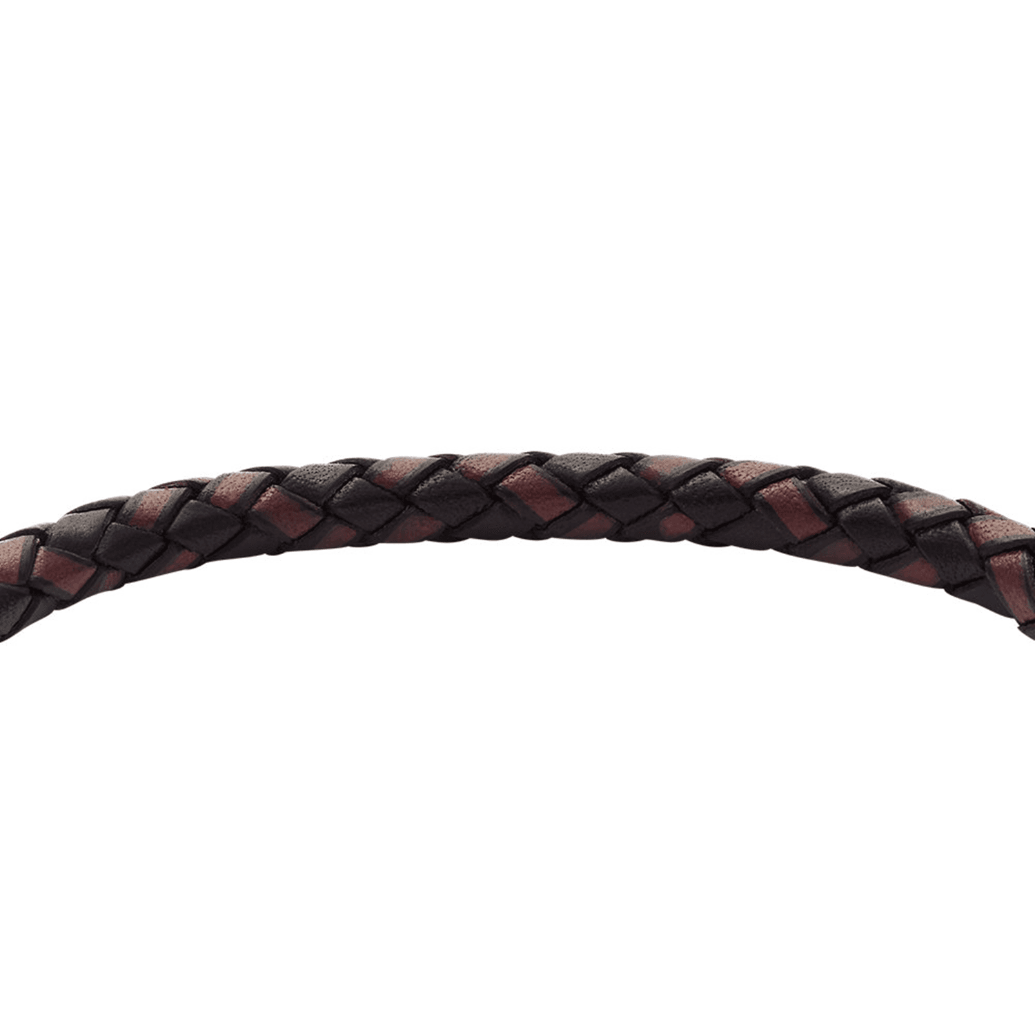 Fossil - Bracelet Knurled En Cuir TrESsé Homme Marron Et Noir 3