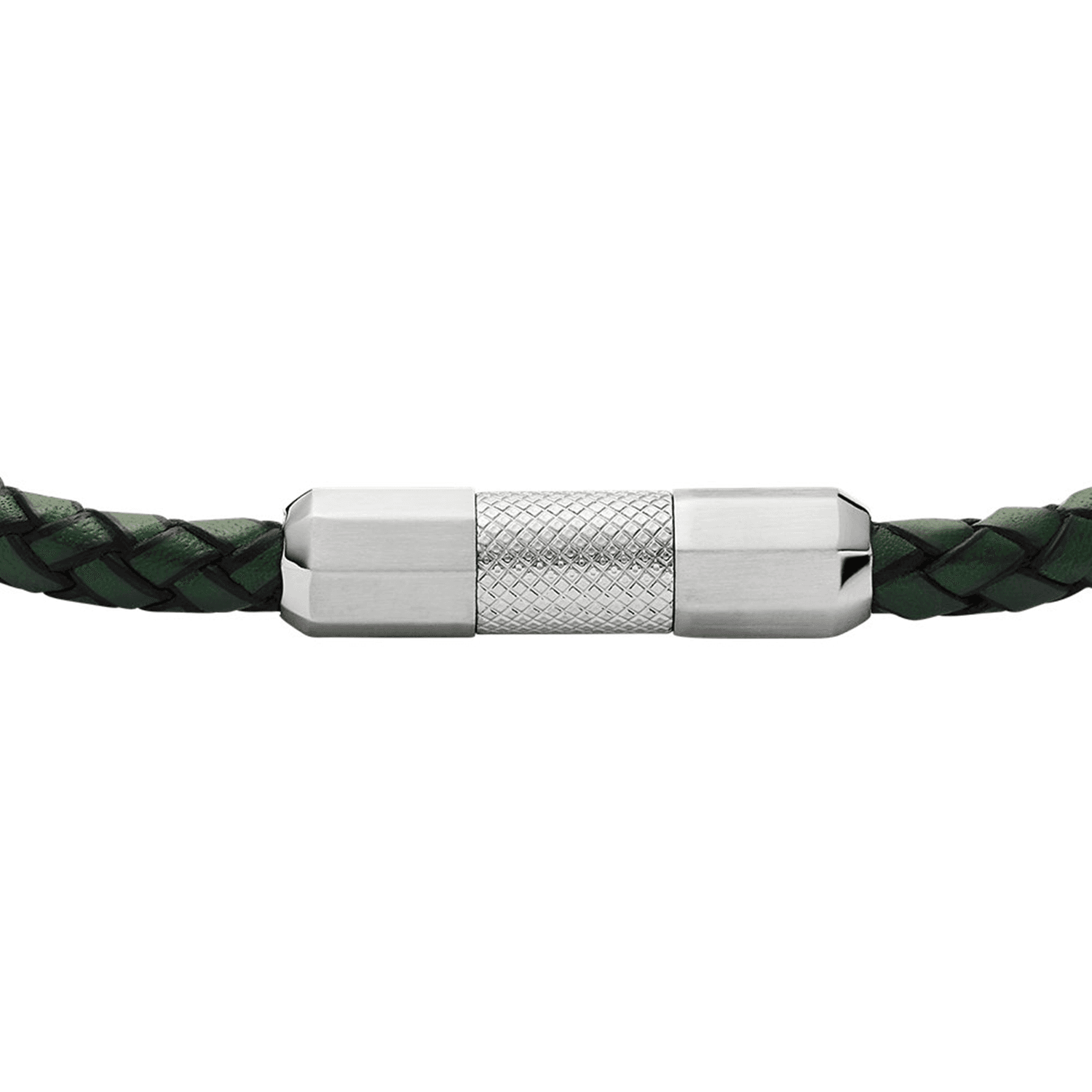 Fossil - Bracelet Knurled En Cuir TrESsé Homme Vert 4