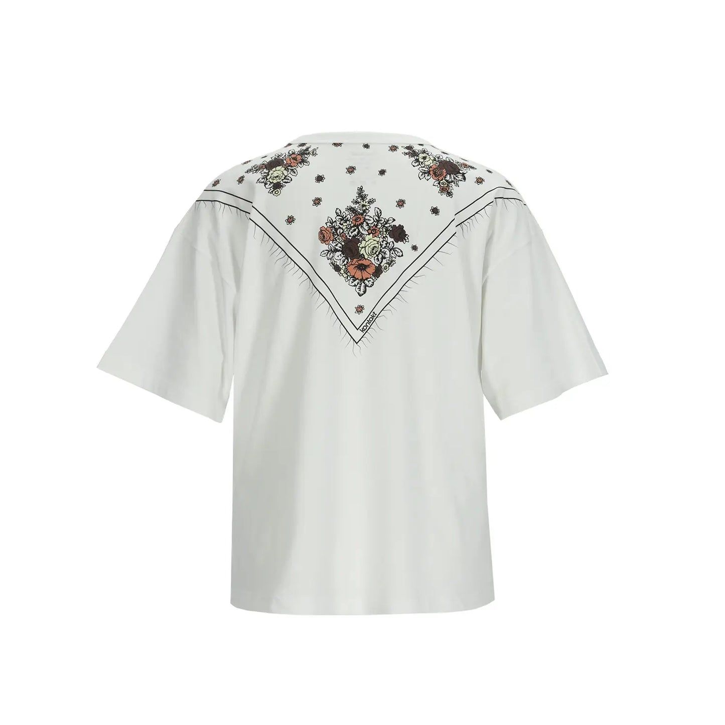 Kontakt - T-shirt oversized femme manches courtes avec fentes فولارة تونسية - Blanc 4
