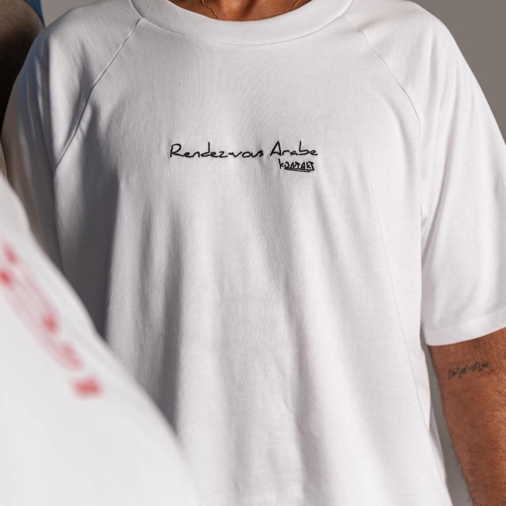 Kontakt - T-shirt boxy homme manches courtes raglan Rendez-vous Arabe - Blanc 4