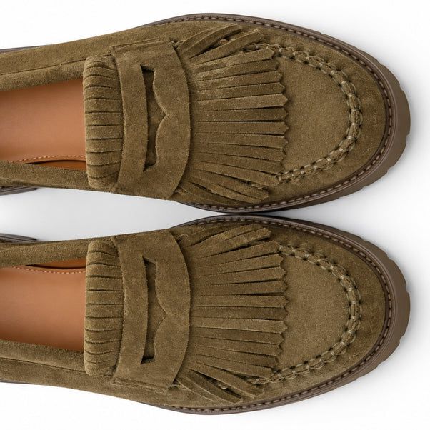 Seaside - Mocassin en Daim à Franges H26-F091 - OLIVE 2