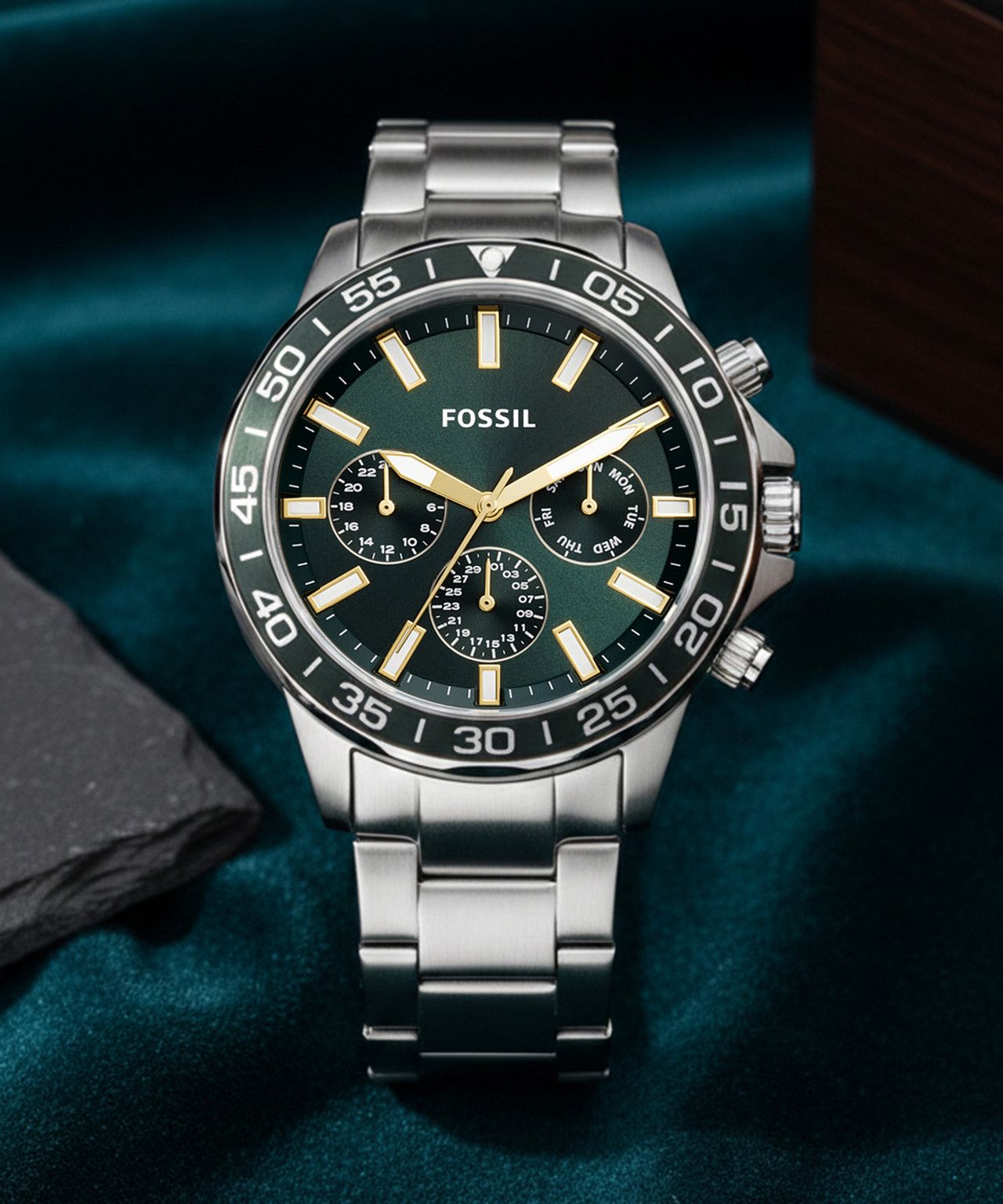 Fossil - Montre Homme Argentée Cadran Vert BQ2492 4