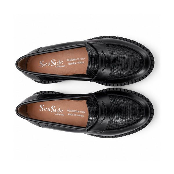 Seaside - Mocassin Cuir Bimatière H26-H610 - Noir 3