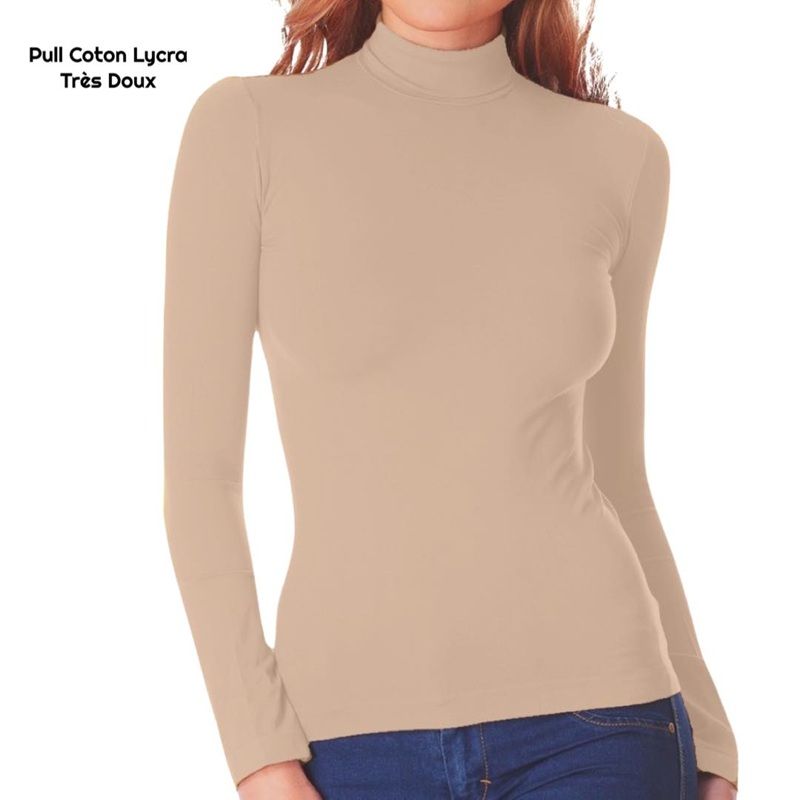 R&H - Pull Femme col roulé - Beige