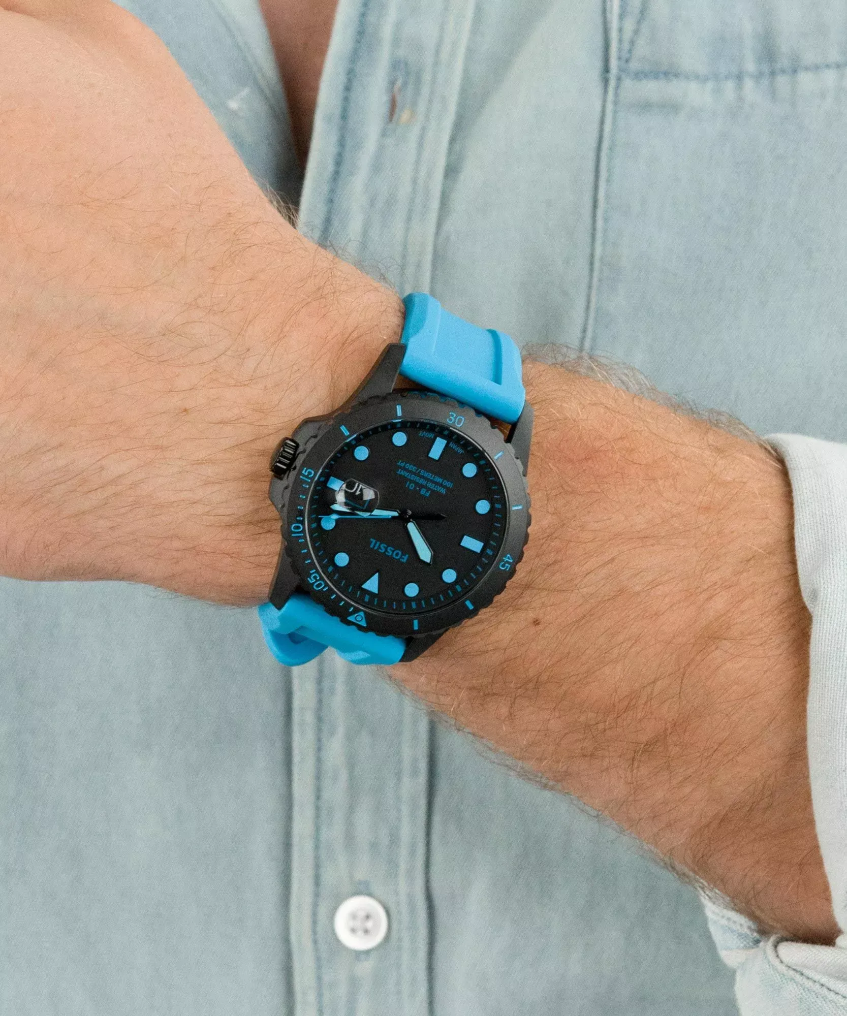 Fossil - Montre Homme Analogique Silicone Bleu FS5682 5