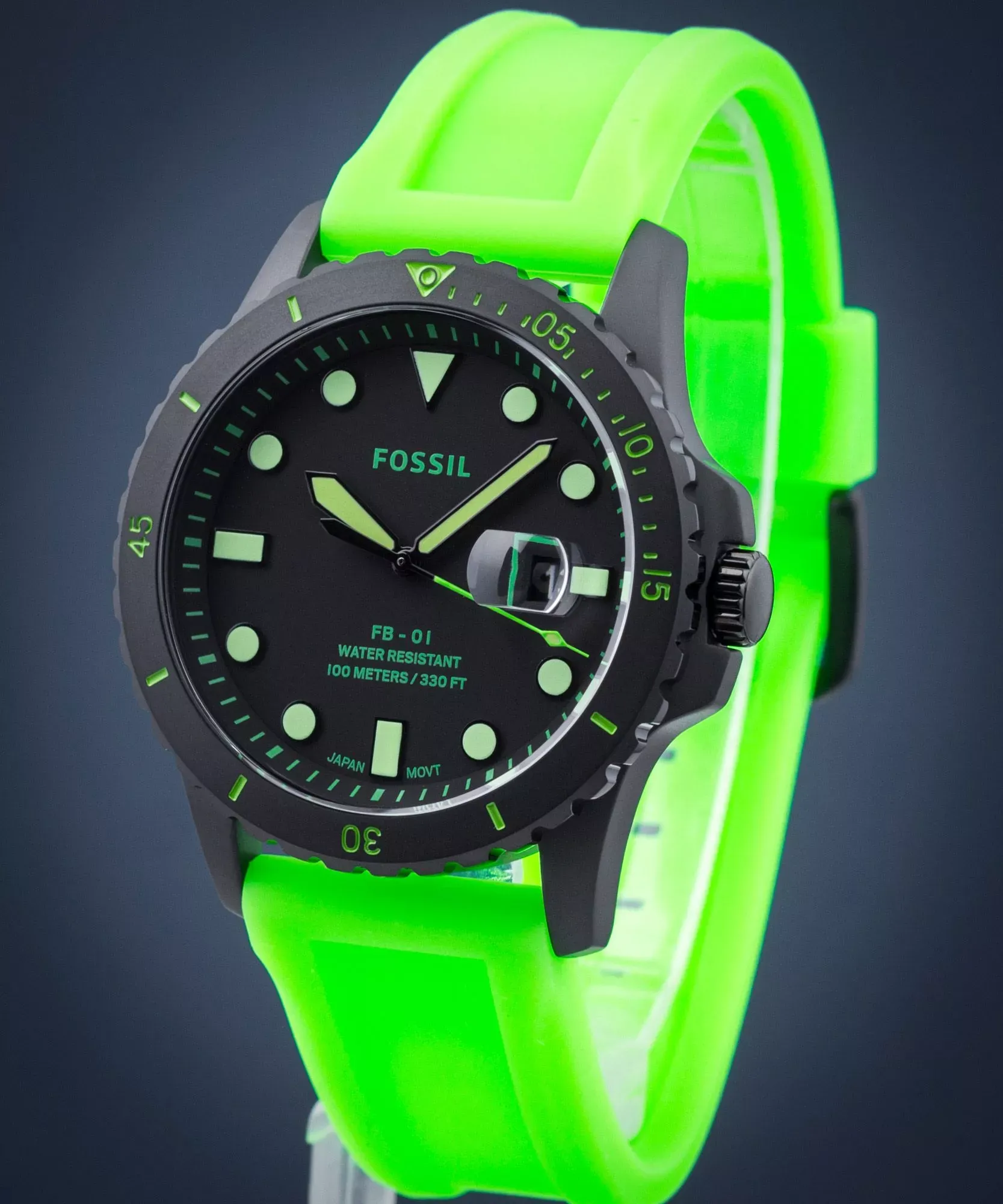 Fossil - Montre Homme Analogique Silicone Vert Néon FS5683 7