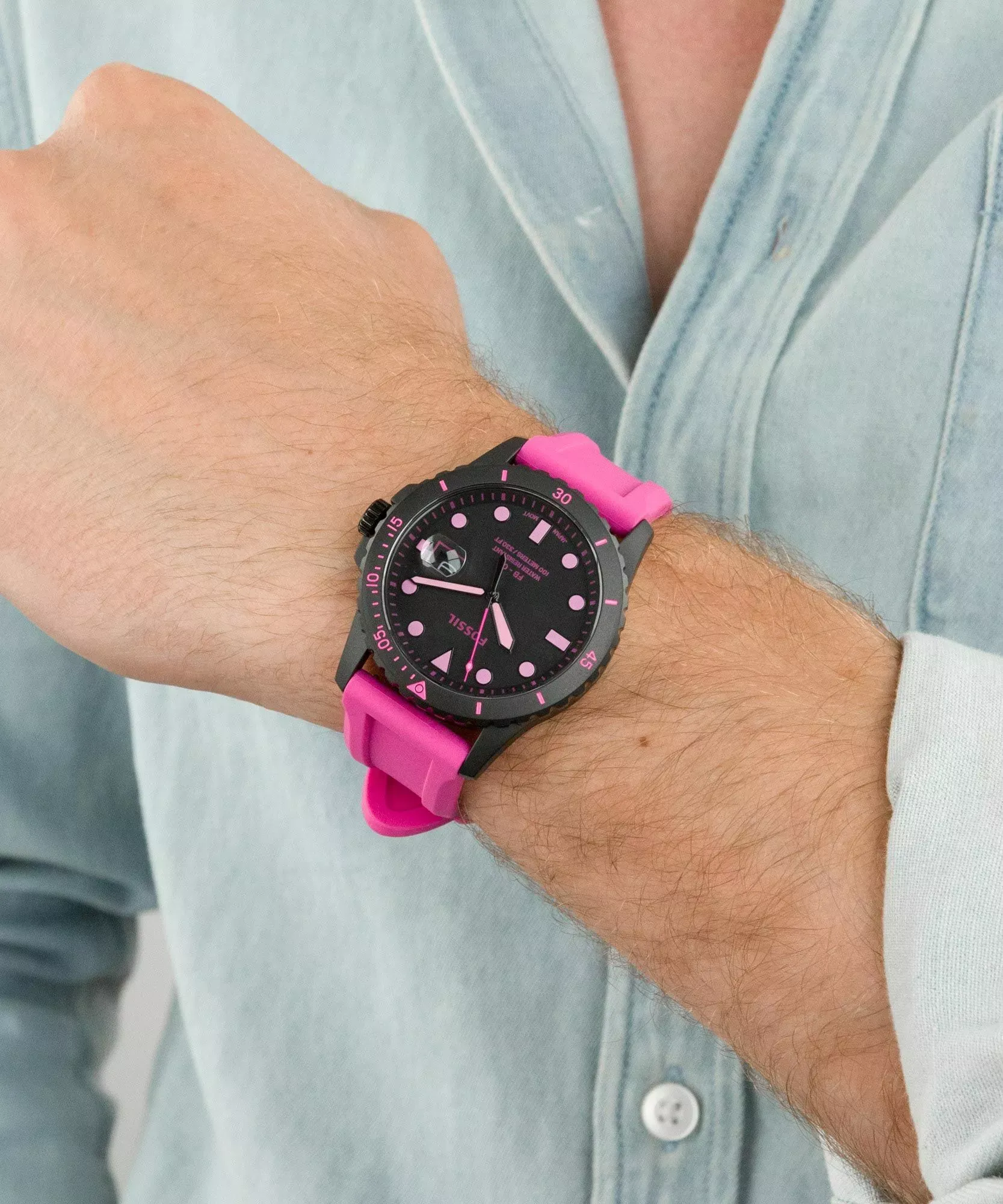 Fossil - Montre Homme Analogique Silicone Rose FS5685 5