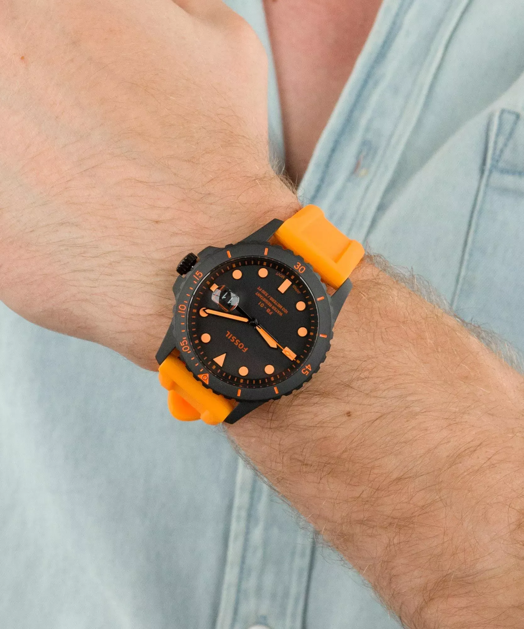 Fossil - Montre Homme Analogique Silicone Orange Fluo FS5686 5