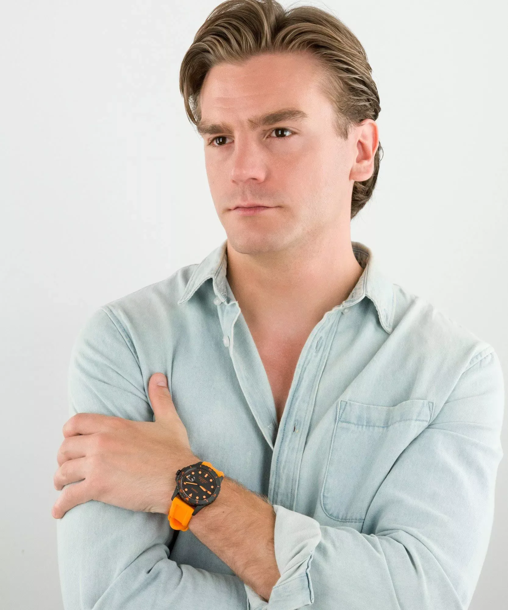 Fossil - Montre Homme Analogique Silicone Orange Fluo FS5686 4