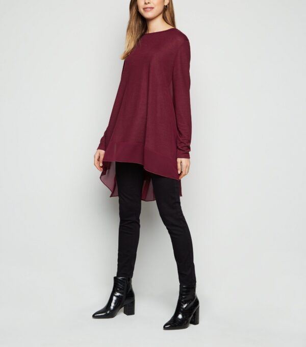 top bordeaux oversize en mailles fines %C3%A0 dos en mousseline de soie 1 scaled