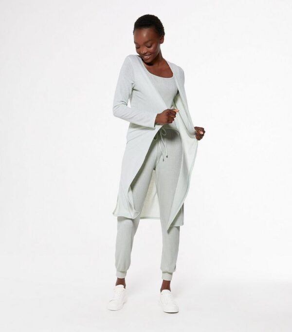 NewLook Mint Green Ribbed Long Lounge Robe Drest