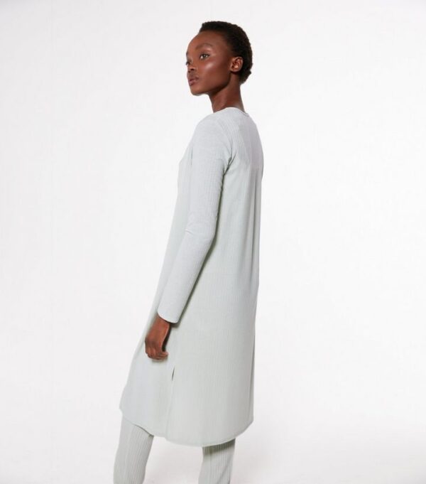 NewLook Mint Green Ribbed Long Lounge Robe Drest