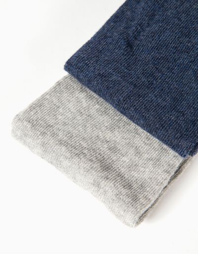 ZIPPY - 2 pack knit tights for girls  grey and blue