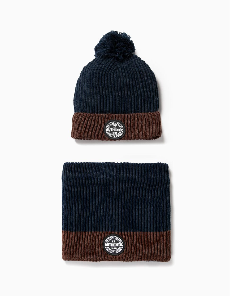 ZIPPY - Beanie and Neck Warmer Set for Boys, Dark Blue