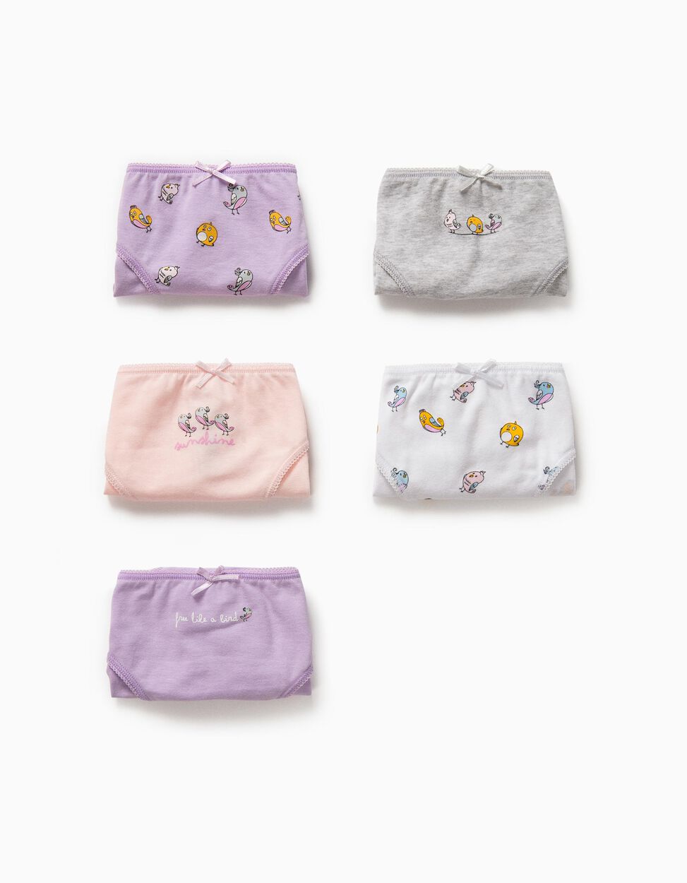 ZIPPY - 5 BRIEFS FOR GIRLS 'BIRDS', MULTICOLOURED